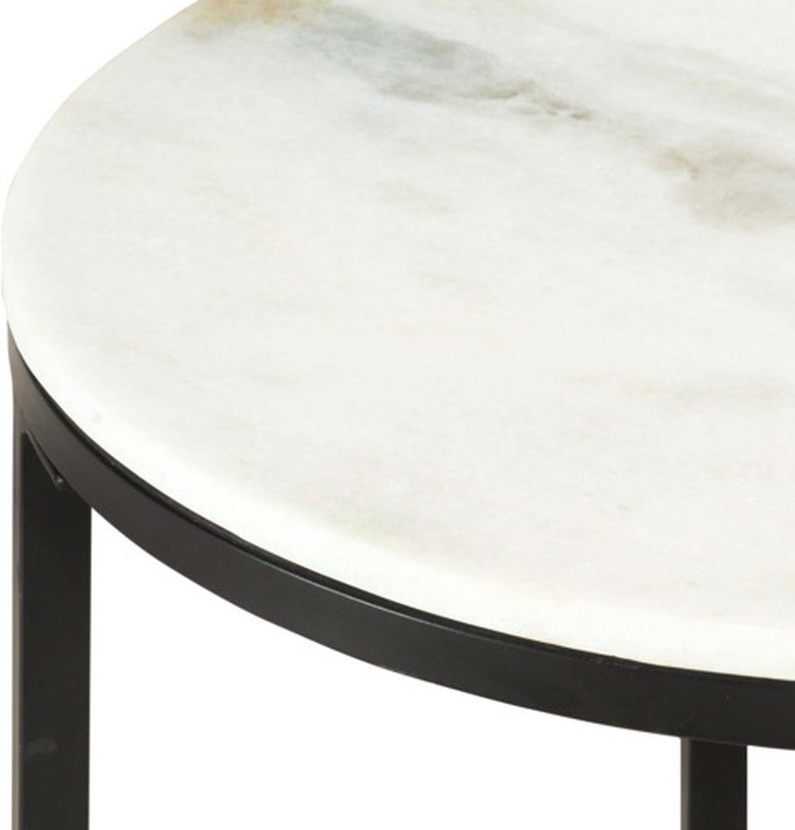 vidaXL Salontafel - Ø50 - cm - echt - massief - marmer - wit - en - zwart