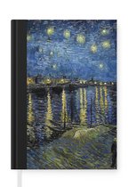 Notitieboek - Schrijfboek - Sterrennacht boven de Orsay Parijs - Vincent Van Gogh - Notitieboekje klein - A5 formaat - Schrijfblok