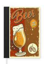Notitieboek - Schrijfboek - Mancave - Bier - Vintage - Tekening - Notitieboekje klein - A5 formaat - Schrijfblok