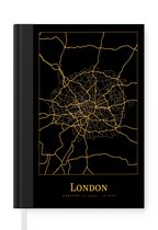 Notitieboek - Schrijfboek - Kaart - Londen - Goud - Zwart - Notitieboekje klein - A5 formaat - Schrijfblok