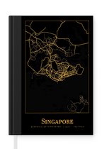 Notitieboek - Schrijfboek - Kaart - Singapore - Zwart - Goud - Notitieboekje klein - A5 formaat - Schrijfblok