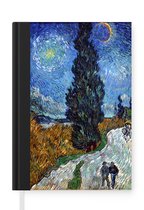Notitieboek - Schrijfboek - Weg met cipres en ster - Vincent van Gogh - Notitieboekje klein - A5 formaat - Schrijfblok