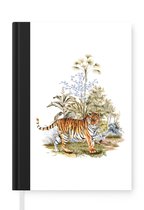 Notitieboek - Schrijfboek - Tijger - Planten - Gras - Notitieboekje klein - A5 formaat - Schrijfblok
