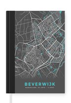 Notitieboek - Schrijfboek - Plattegrond - Beverwijk - Grijs - Blauw - Notitieboekje klein - A5 formaat - Schrijfblok - Stadskaart