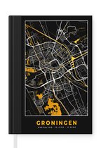 Notitieboek - Schrijfboek - Plattegrond - Groningen - Goud - Zwart - Notitieboekje klein - A5 formaat - Schrijfblok - Stadskaart