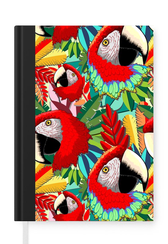 Notitieboek - Schrijfboek - Jungle - Papegaai - Vogels - Design - Notitieboekje klein - A5 formaat - Schrijfblok