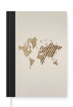 Notitieboek - Schrijfboek - Wereldkaart - Touw - Design - Notitieboekje klein - A5 formaat - Schrijfblok