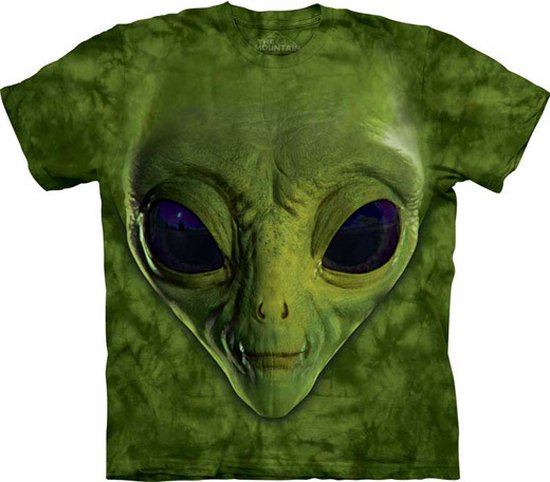 T-shirt Green Alien Face S