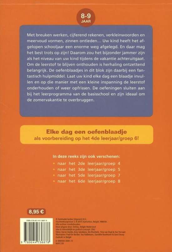 Vakantie oefenblaadjes herhalingsoefeningen taal en rekenen. Naar het 4de leerjaar, naar groep 6