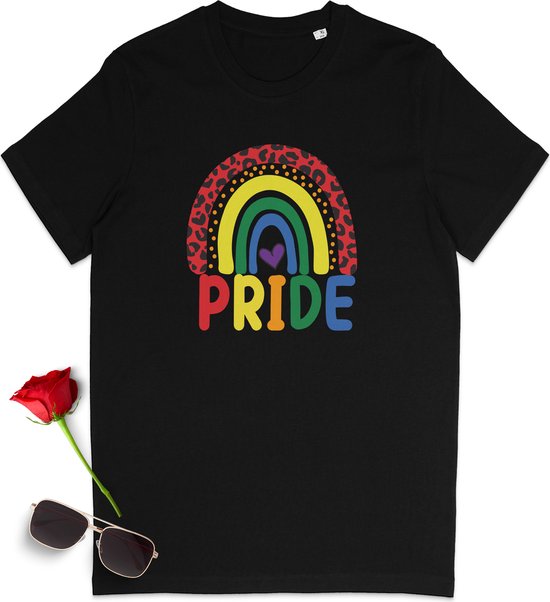 T-shirt Gay Pride - T-shirt Pride - Pride Rainbow - T-shirt femme avec imprimé - T-shirt homme avec imprimé Pride - Chemise Unisex Pride - Tailles unisexes : SML XL XXL XXXL - Couleurs du t-shirt : Wit, noir et orange.