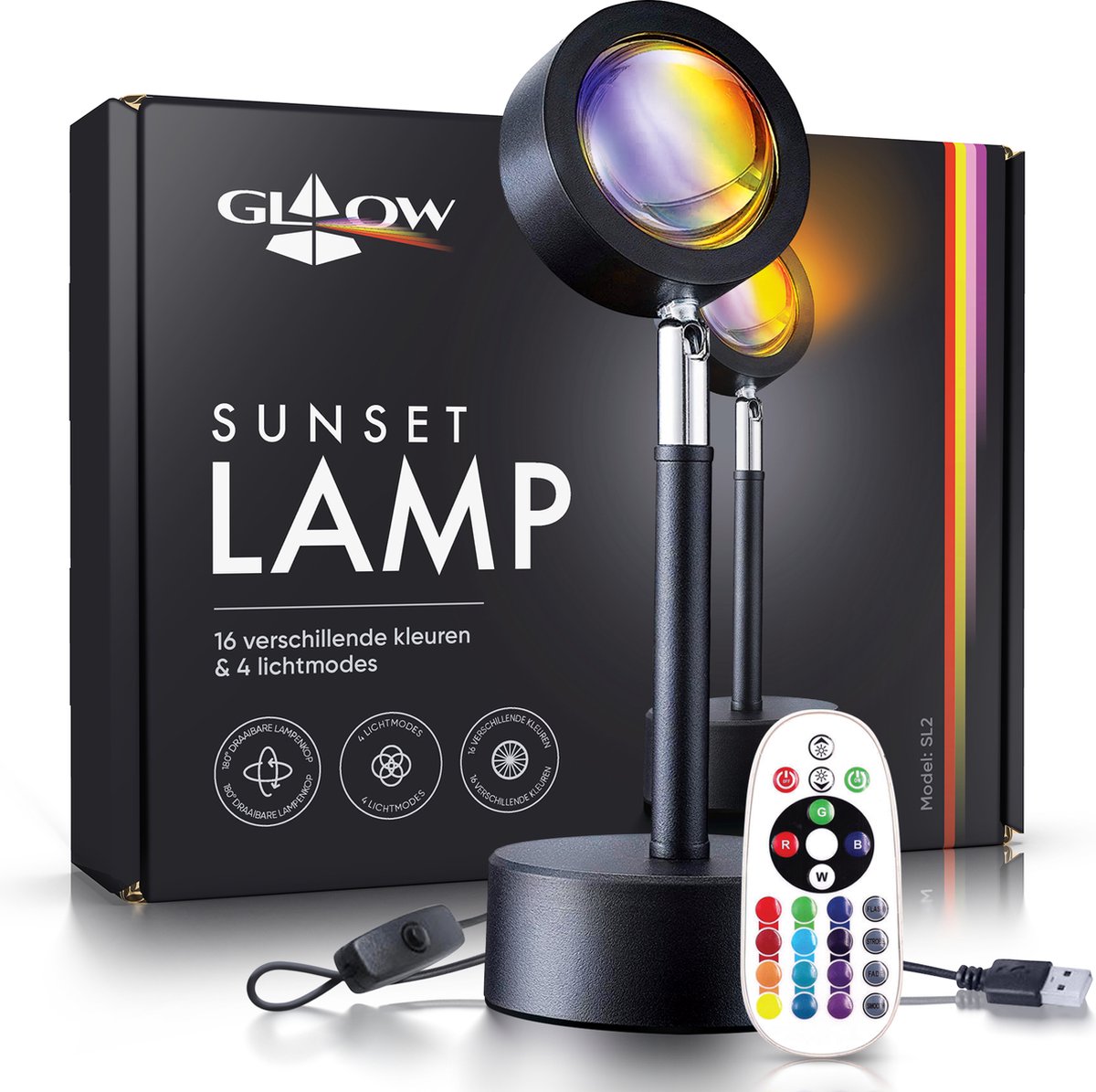 Sunset lamp - Tafellamp - Nachtlampje Kinderen - Nachtlamp - Projector - Tiktok - Sfeerverlichting – foto 6