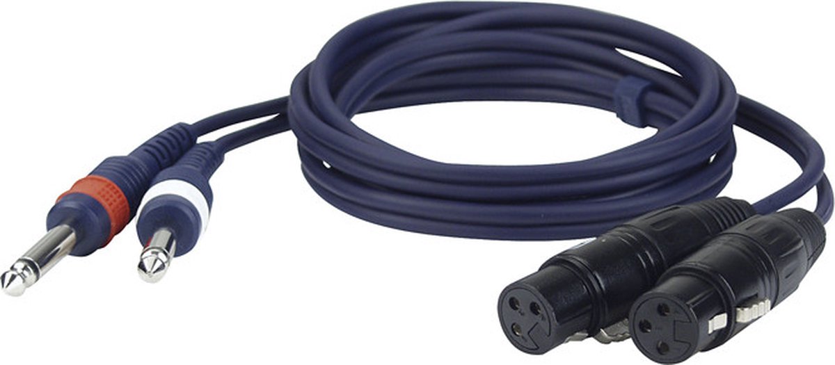 DAP Audio Jack naar XLR Overgangskabel 3m - 2x Jack Mono naar 2x XLR Female - 3m