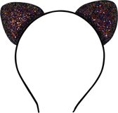 Jessidress® Chique Haarband Haar diadeem met katten oren vol pailletten - Donker Blauw