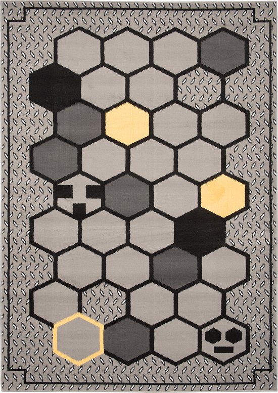 Tapiso Tapis Atena Grijs Jaune Chambre d'enfant Tapis Moderne Taille - 80x150