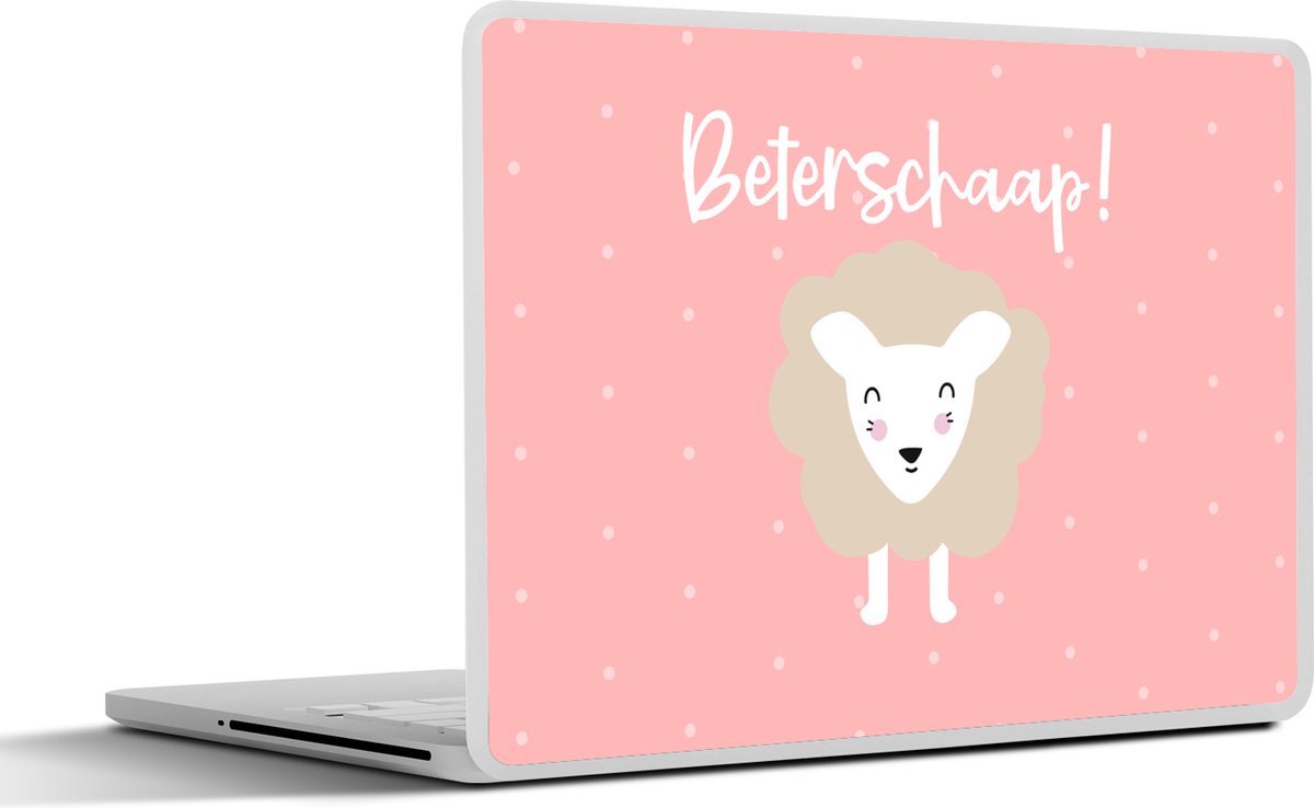 Laptop sticker - 17.3 inch - Get well soon - Quotes - Roze - Schaap - 40x30cm - Laptopstickers - Laptop skin - Cover
