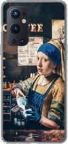 Geschikt voor OnePlus 9 Pro hoesje - Meisje met de parel - Cappuccino - Barista - Vermeer - Koffie - Schilderij - Siliconen Telefoonhoesje