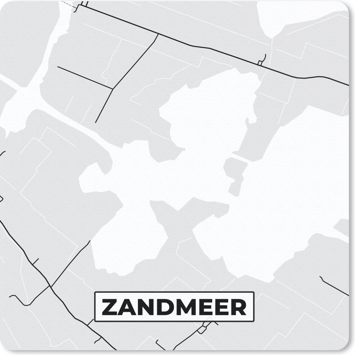 Muismat 30x30 cm - Mousepad Nederland - Kaart - Zandmeer - Stadskaart - Plattegrond - Muismatten - Stadskaart
