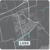 Muismat Klein - Leek - Blauw - Plattegrond - Stadskaart - Kaart - 20x20 cm
