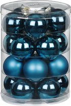 40x stuks glazen kerstballen diep blauw 6 cm glans en mat - Kerstboomversiering/kerstversiering