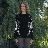 Rashguard - design Yin Yang Power Up - Dry Fit - High Performance - 4way stretch - unieke print - UPF 50+ - Hardloop - Yoga - Fitness - Dans  - Pilates - Training – Shirt Long Sleeve - dames – zwart wit - maat S