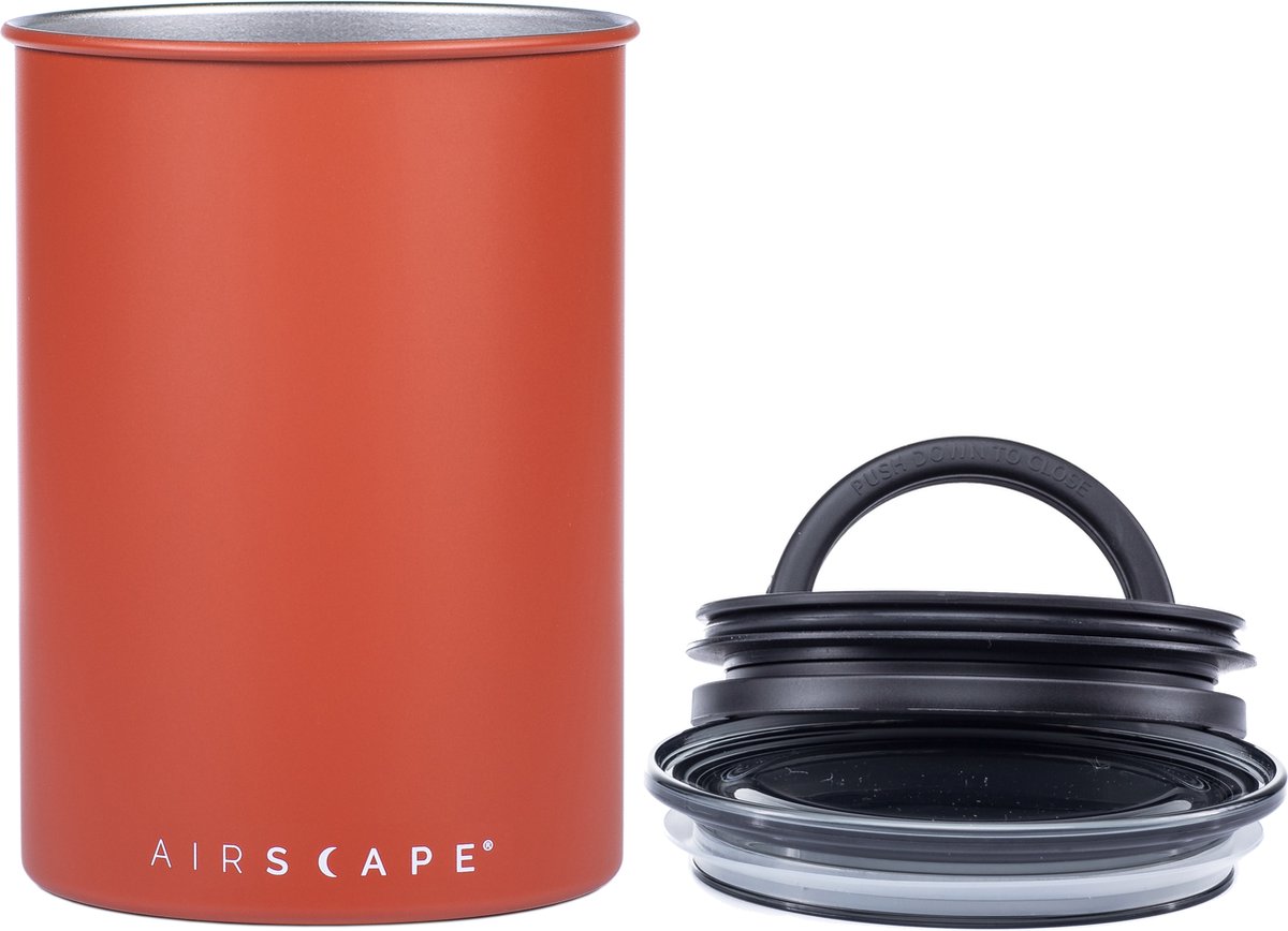Airscape® Classic 500gr. - voorraadpot -voorraadbus - vershouddoos -voedselveilig - vacuümdeksel- BPA vrij - koffiepot - mat rood- Matte Red Rock