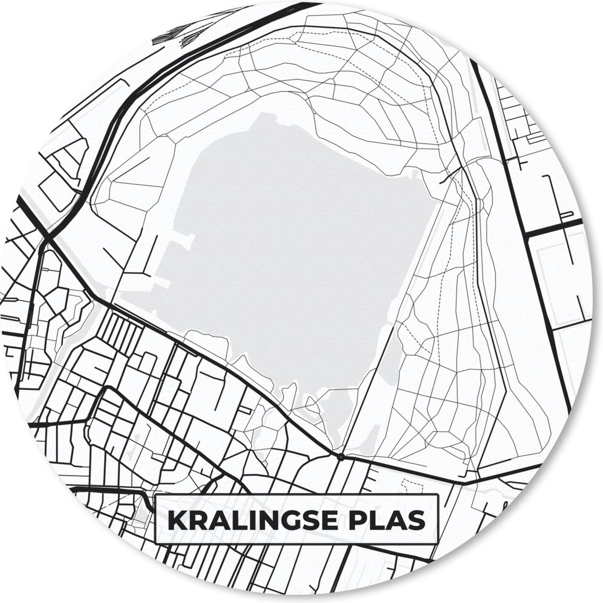 Muismat rond 30x30 cm - Mousepad Stadskaart - Kralingse Plas - Nederland - Plattegrond - Kaart - Ronde muismatten - Stadskaart