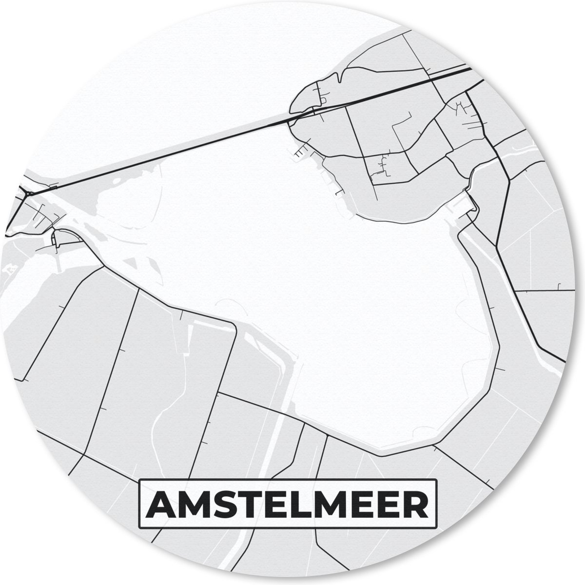 Muismat rond 20x20 cm - Mousepad Kaart - Plattegrond - Amstelmeer - Stadskaart - Nederland - Ronde muismatten - Stadskaart