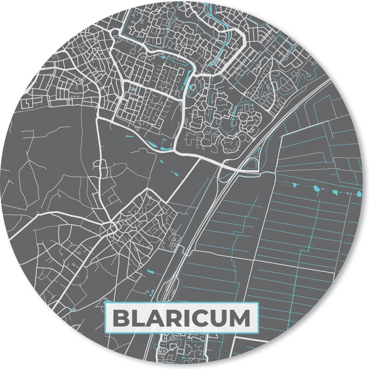 Muismat rond 20x20 cm - Mousepad Kaart - Plattegrond - Blaricum - Stadskaart - Ronde muismatten - Stadskaart
