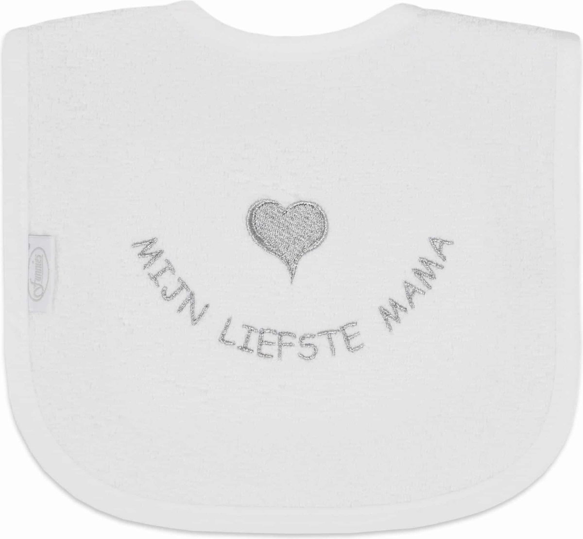 Goedkoopste Funnies slabbetje Mijn Liefste Mama Wit/Zilver