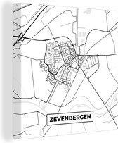 Tableau sur Toile Plan d'Etage - Plan de la Ville - Zevenbergen - Carte - 20x20 cm - Décoration murale