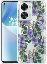 OnePlus Nord 2T Hoesje Purple Flowers - Designed by Cazy