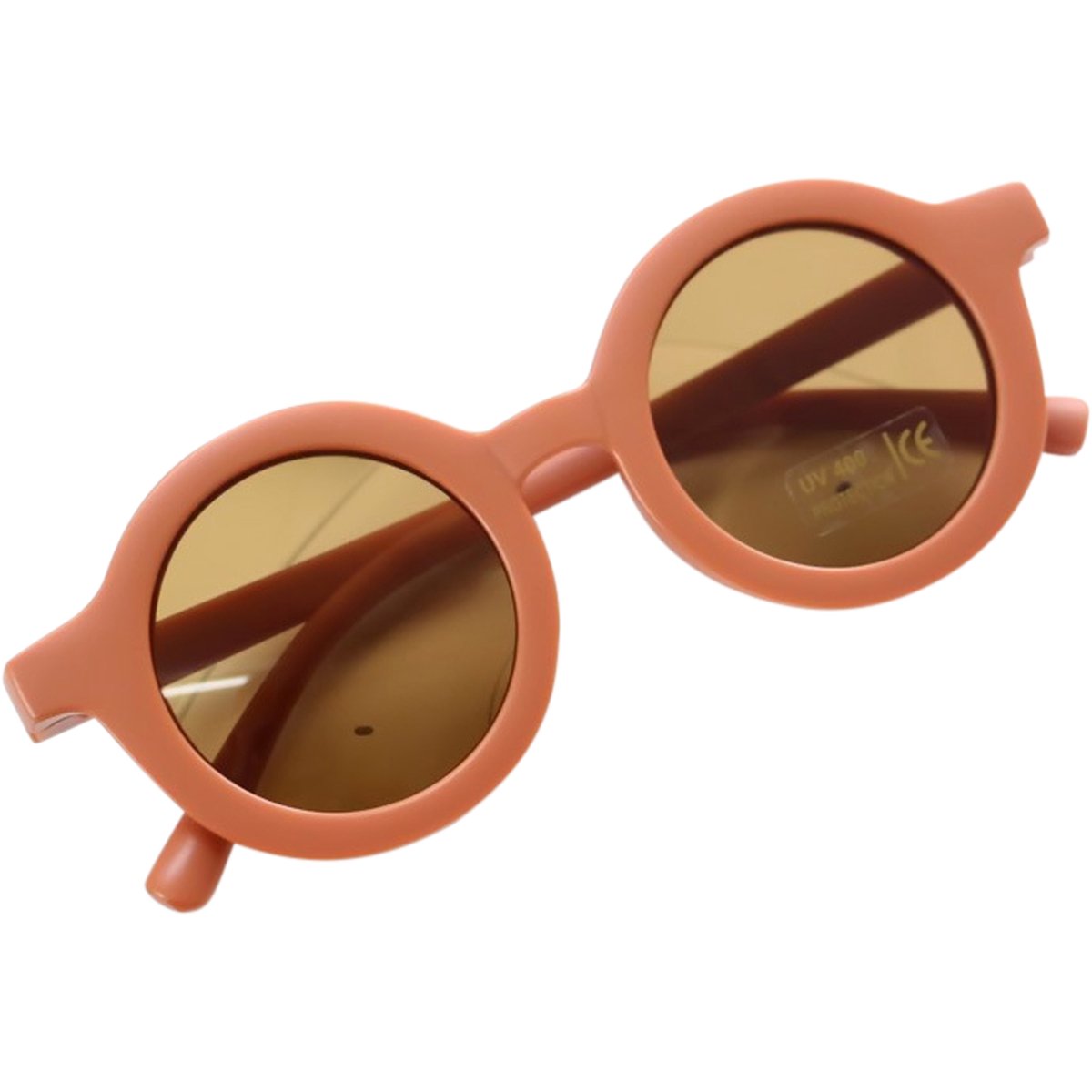 Maesy - kinderzonnebril Vinny - zonnebril voor kinderen - peuters - jongens en meisjes - UV400 bescherming - hippe retro bril rond - baby terracotta brique