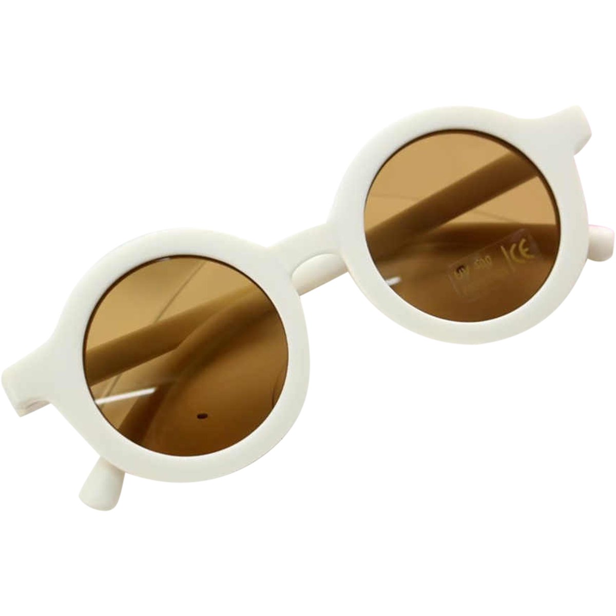 Maesy - kinderzonnebril Vinny - zonnebril voor kinderen - peuters - jongens en meisjes - UV400 bescherming - hippe retro bril rond - baby ecru