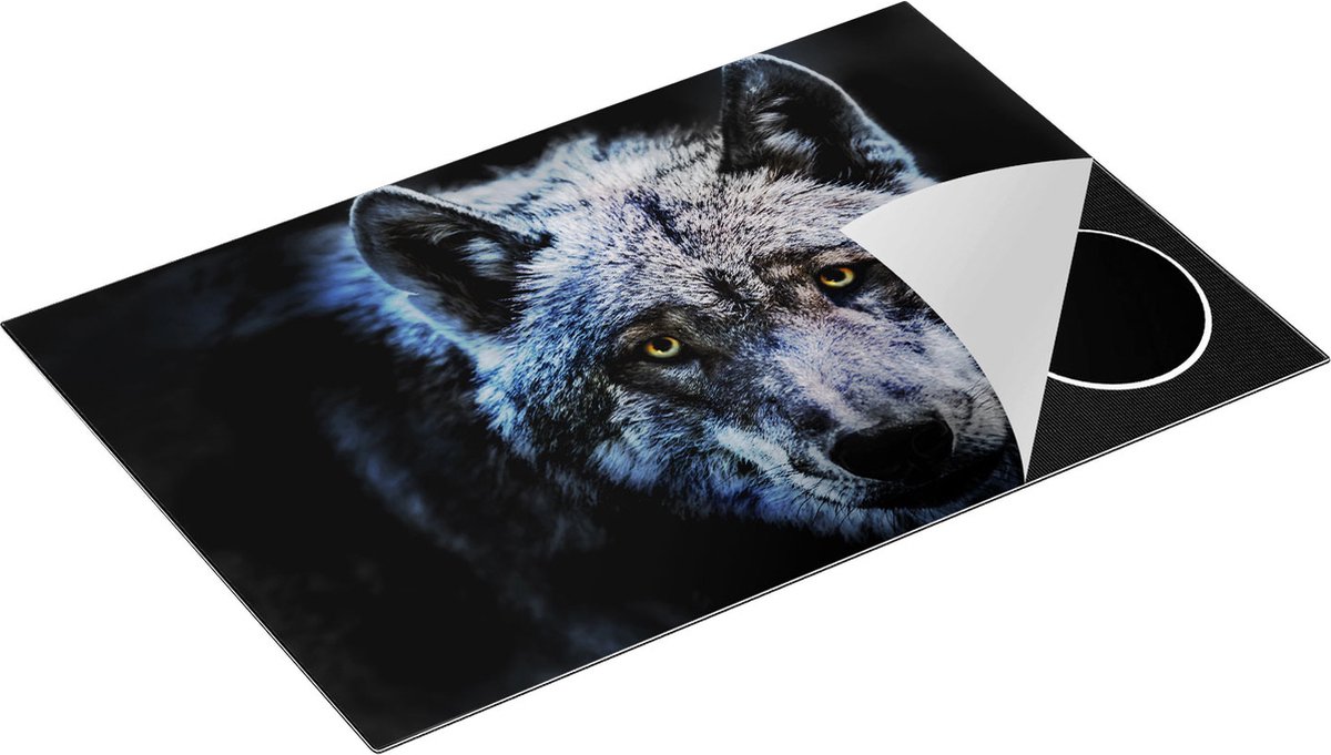 Chefcare Inductie Beschermer Grijze Wolvenkop - Wolf - 80,2x52,2 cm - Afdekplaat Inductie - Kookplaat Beschermer - Inductie Mat