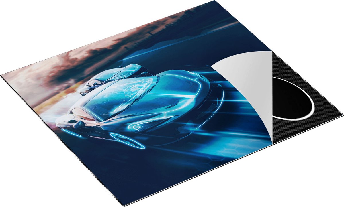 Chefcare Inductie Beschermer Twee Raceauto's - Abstract - 60x50 cm - Afdekplaat Inductie - Kookplaat Beschermer - Inductie Mat
