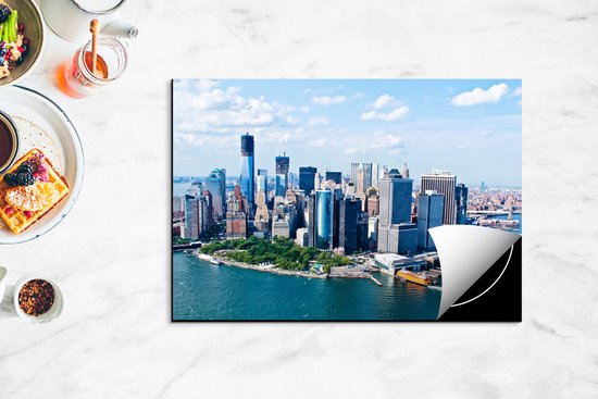 Chefcare Inductie Beschermer New York Als een Eiland vanuit de Lucht - 75x50 cm - Afdekplaat Inductie - Kookplaat Beschermer - Inductie Mat
