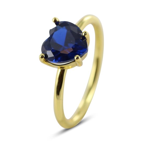 Silventi 9SIL-22564 Ring en Argent - Femme - Zirconium - Cœur - 8 mm - Blauw Foncé - Taille 54 - Goud mm - Argent - Argent Or