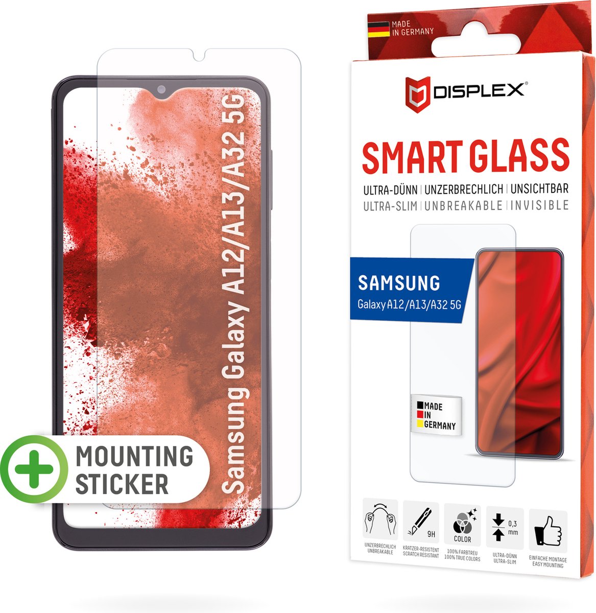 DISPLEX Smart Glass 1635 Screenprotector (glas) Samsung Galaxy A12 5G, Galaxy A13 5G, Galaxy A32 5G 1 stuk(s)