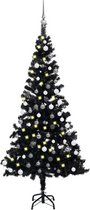 vidaXL - Kunstkerstboom - met - verlichting - en - kerstballen - 180 - cm - PVC - zwart