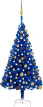 vidaXL - Kunstkerstboom - met - verlichting - en - kerstballen - 120 - cm - PVC - blauw