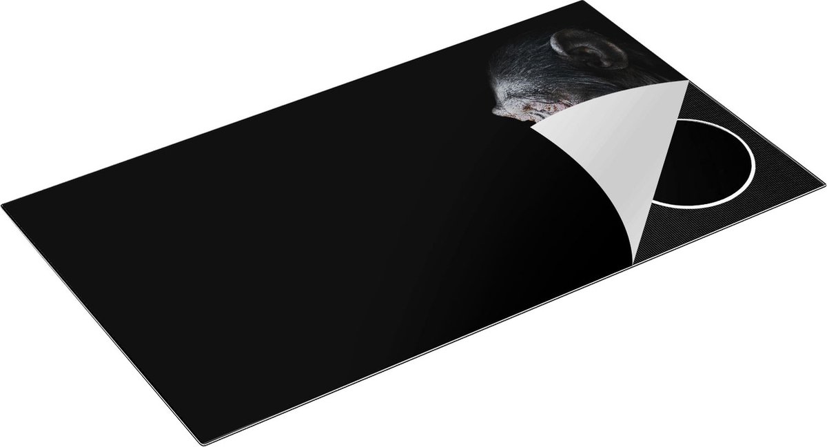 Chefcare Inductie Beschermer Chimpansee Aap op Zwart Achtergrond - 95x55 cm - Afdekplaat Inductie - Kookplaat Beschermer - Inductie Mat