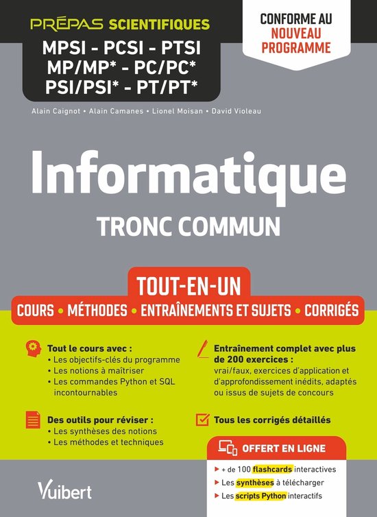 Informatique. Tronc commun MPSI-PCSI-PTSI-MP/MP*-PC/PC*-PSI/PSI*-PT/PT ...