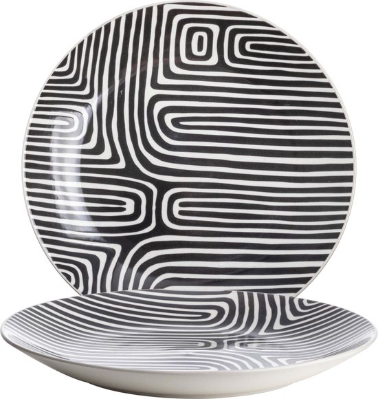 Gusta Table Tales Bord Zwart Wit Maze ø26,5 cm