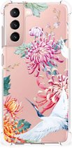 GSM Hoesje Geschikt voor Samsung Galaxy S21 FE Telefoonhoesje Valbescherming met transparante rand Bird Flowers