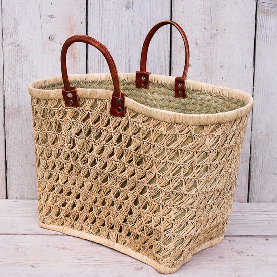 Sac shopping style Ibiza - Sac panier - Panier d'achat - Sac de plage - Sac Fairtrade naturel tressé