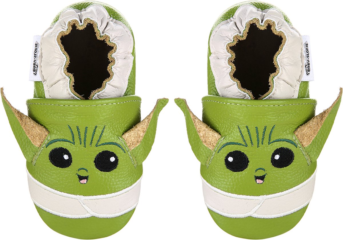 Groene leren babyslofjes van Baby-Slofje maat 20/21 - Green Yoda