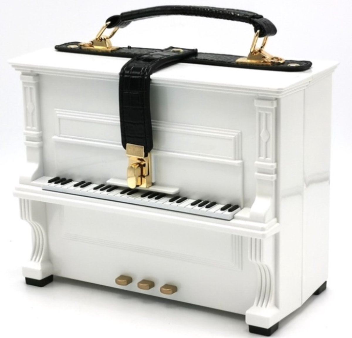 Piano Handtas in de vorm van Echte Piano wit - (bxhxd) ca.23cm x 18cm x 10cm