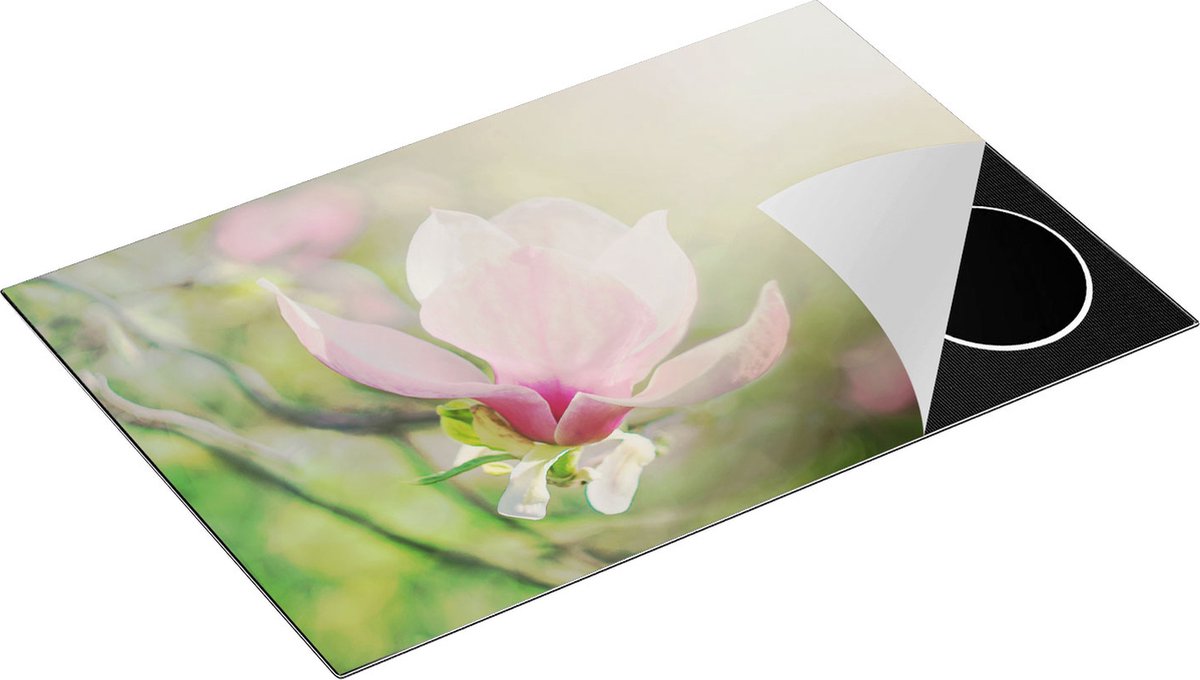 Chefcare Inductie Beschermer Roze Magnolia Bloem - 80x55 cm - Afdekplaat Inductie - Kookplaat Beschermer - Inductie Mat