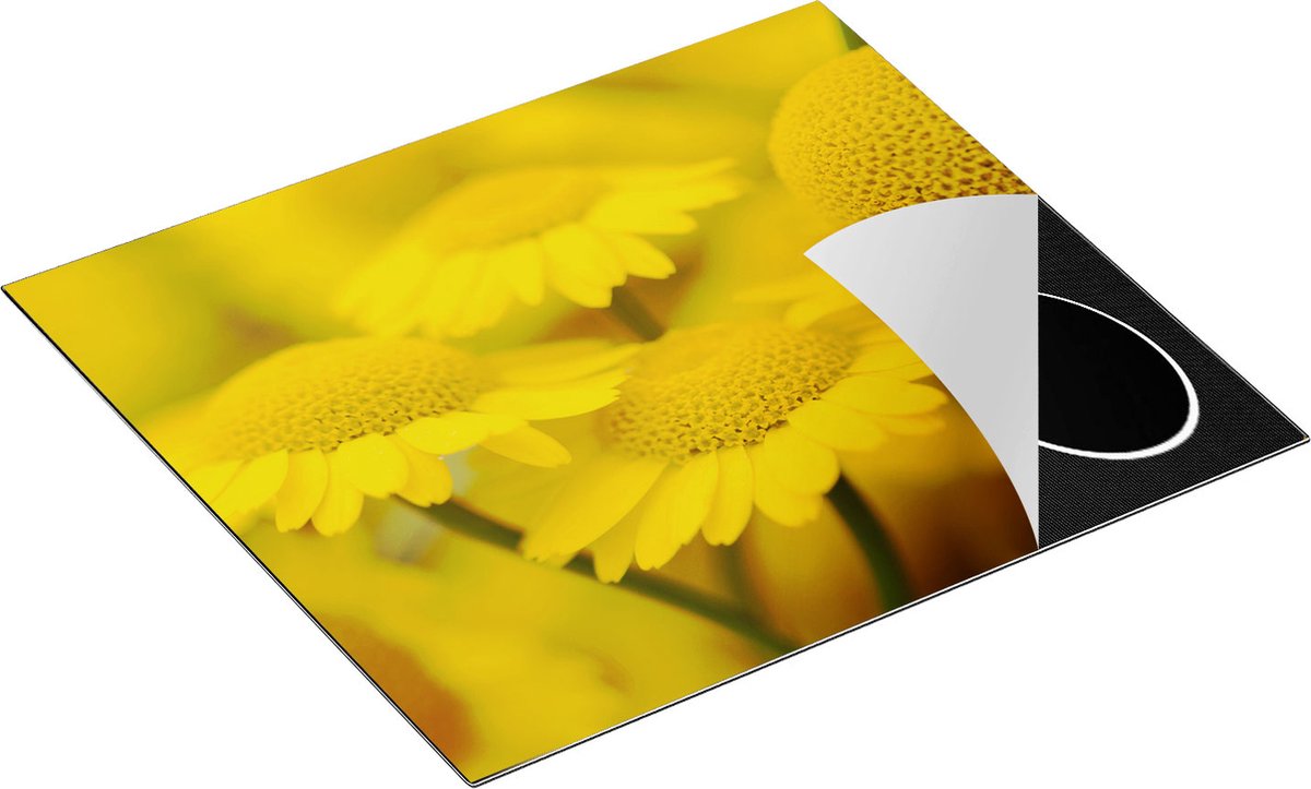 Chefcare Inductie Beschermer Gele Kamille Bloemen - 60x55 cm - Afdekplaat Inductie - Kookplaat Beschermer - Inductie Mat