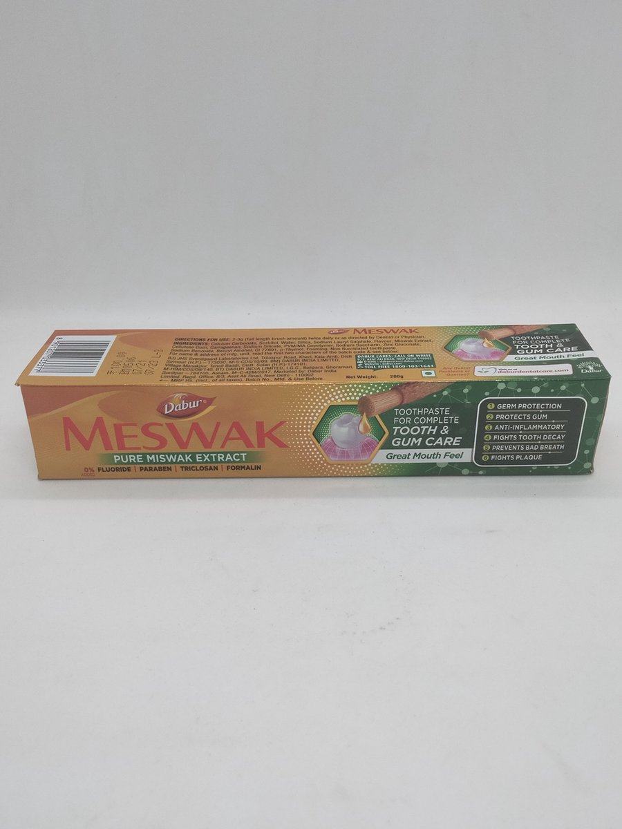 Tandpasta Meswak, plantaardig (zonder fluoride), Dabur, 200 gram